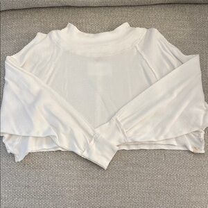 We The Free White Crop Oversized Long Sleeve Shirt